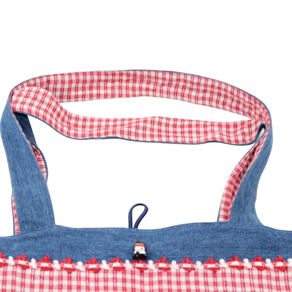 Handcrafted Handsewn Lighthouse Plaid Denim Embellished Lined Shoulder Purse Bag - Picture 14 of 16